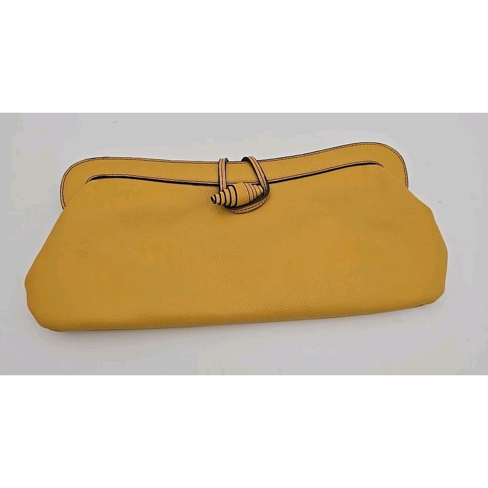 MAXX NEW YORK YELLOW Smooth VEGAN Leather Clutch Bag - Bead & Loop closure